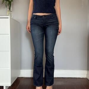 Dark blue denim low waisted